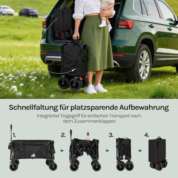 Bollerwagen TW033 Schwarz - Stahl - 60 x 100 x 123 cm