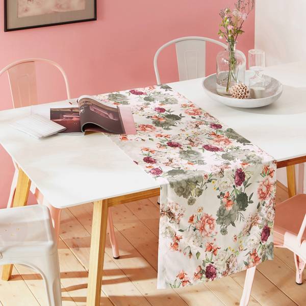 Tischläufer 166167 Grau - Pink - Textil - 40 x 1 x 170 cm