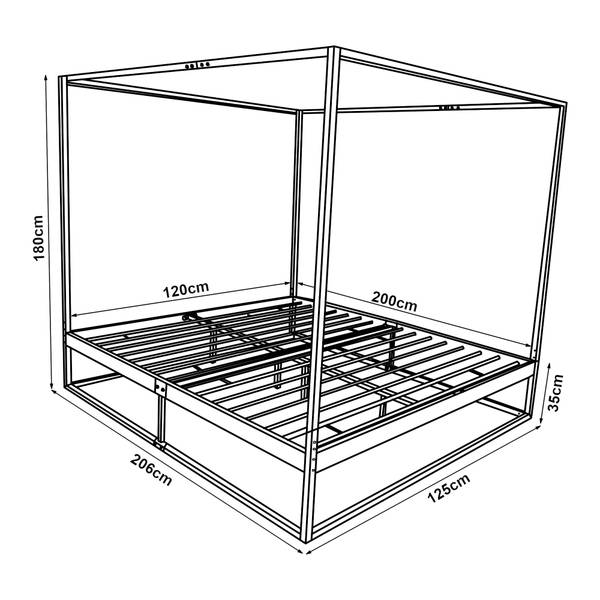 Himmelbett Kristianstad mit Matratze Liegefläche Breite: 120 cm