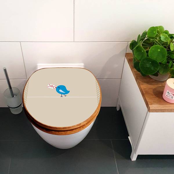 WC-Sitz mit Absenkautomatik Liebesbrief Beige - Bambus - Holzwerkstoff - 38 x 5 x 49 cm