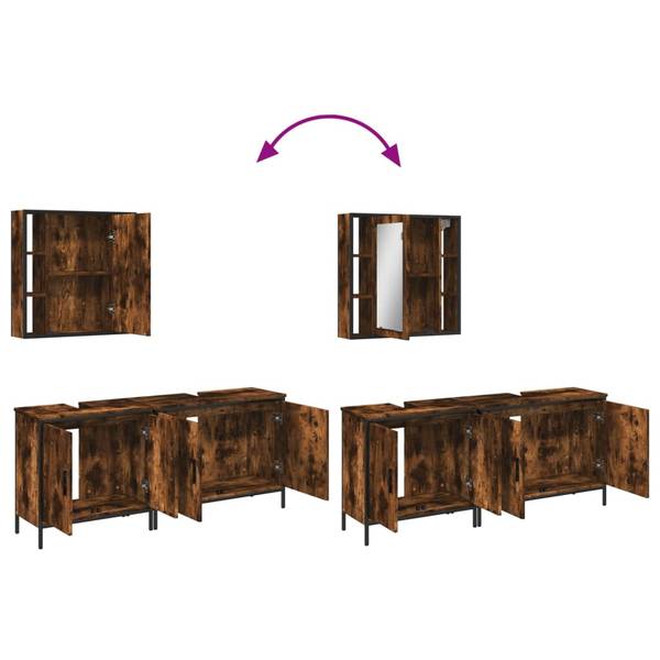 Badmöbel 3033721 3-teilig Braun - Holzwerkstoff - 16 x 60 x 60 cm