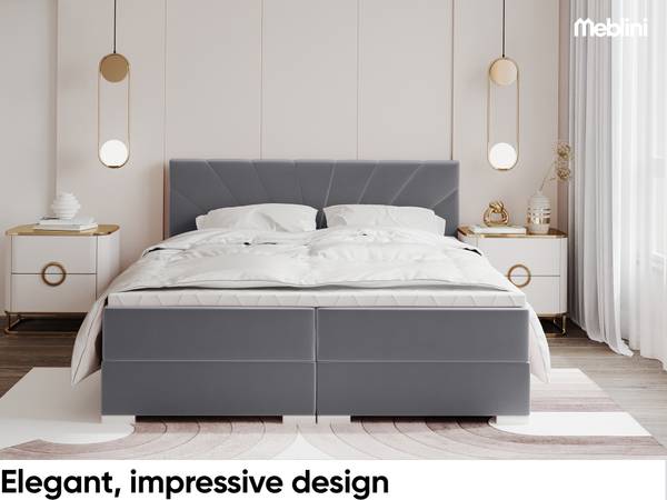 Boxspringbett John Grau - H3 - Liegefläche Breite: 140 cm