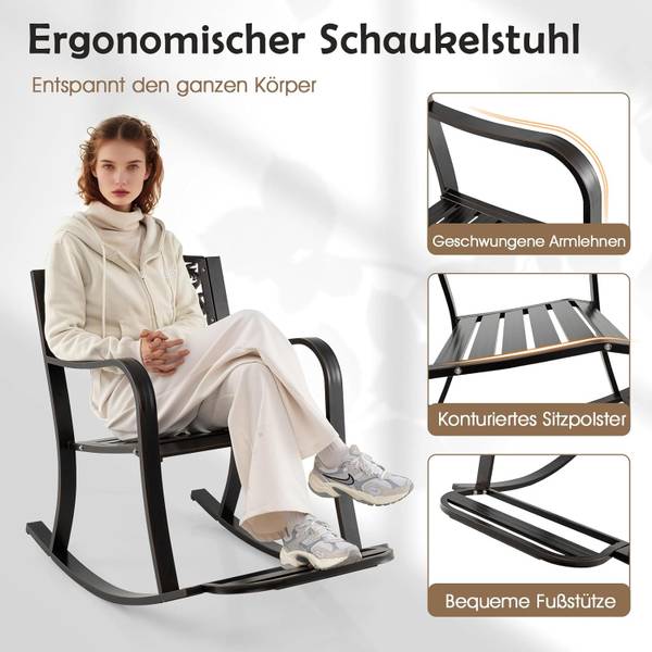 Schaukelstuhl ZB34682IZDE Braun - Metall - 63 x 89 x 102 cm
