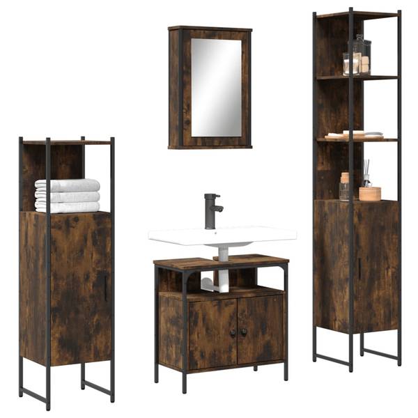 Badmöbel 3033740 4-teilig Braun - Holzwerkstoff - 30 x 60 x 60 cm