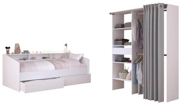 Kinderzimmer Sleep11 2-teilig Weiß - Holzwerkstoff - Metall - 203 x 182 x 113 cm