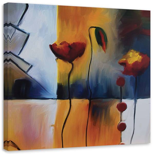 Wandbild zwei mohnblumen und eine knospe 40 x 40 cm