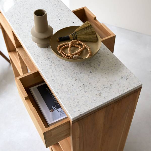 Console Miho wit - teakhout - 120 x 112 x 40 cm