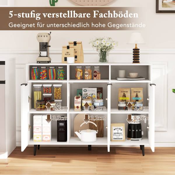 Sideboard JV12178WH Weiß - Holzwerkstoff - 120 x 90 x 40 cm