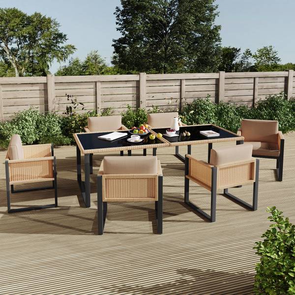 Garten-Essgruppe  Phanes 7-tlg Braun - Kastanienbraun - Khaki