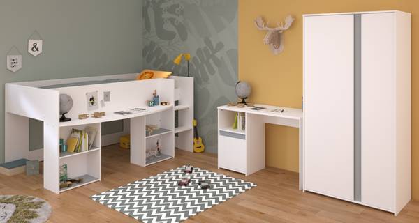 Kinderzimmer Pirouette13 3-teilig Weiß - Holzwerkstoff - 90 x 182 x 200 cm