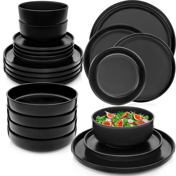 Tafelservice Madeira - 24-teilig Schwarz - Stein - 44 x 6 x 27 cm