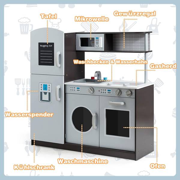 Kinderkeuken TI85221NL grijs - plaatmateriaal op houtbasis - 28 x 84 x 81 cm