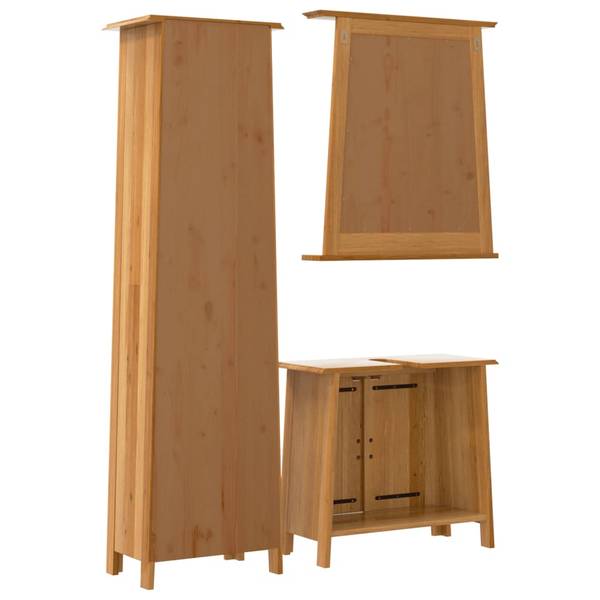 Meubles de salle bain 3223462 lot de 3 Marron - Pin - 70 x 63 x 32 cm