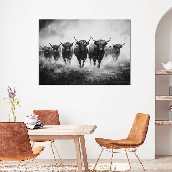 Wandbild schottische kühe 90 x 60 cm