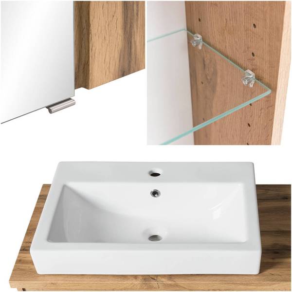 Badmöbel-Set VASTO-03-7 2er-Set Braun - Grau - Holzwerkstoff - 105 x 200 x 47 cm