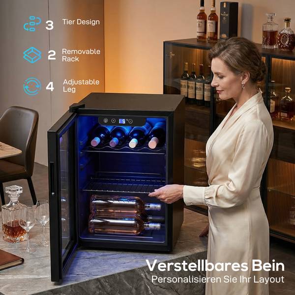 Weinkühlschrank 800-325V91BK Schwarz - Metall - 42 x 58 x 43 cm