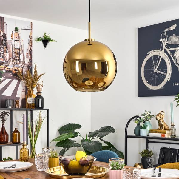 Pendelleuchte Cesaro Gold - Metall - 34 x 129 x 50 cm