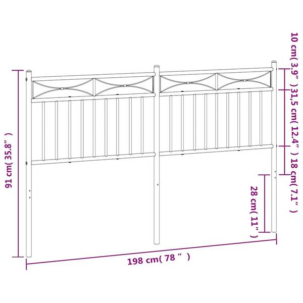 Kopfteil 3032644-2 Weiß - Stahl - 3 x 91 x 198 cm