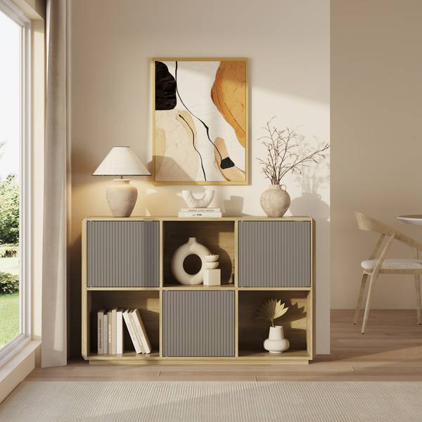Buffet Trömi Marron - Gris - Bois manufacturé - 120 x 75 x 30 cm