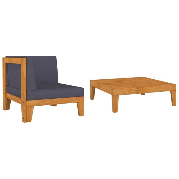 Garten-Lounge-Set 3008578-1 (2-teilig) Grau - Polyester - Akazie - 69 x 24 x 69 cm