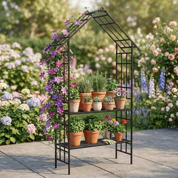 Rosenbogen mit Sitz- oder Blumenbank kaufen