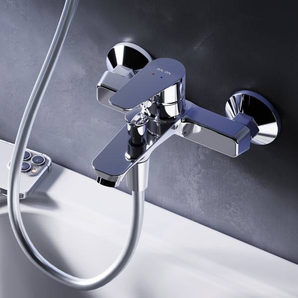 AM.PM Waschtisch u.Wannenarmaturenset Silber - Messing - 5 x 17 x 14 cm