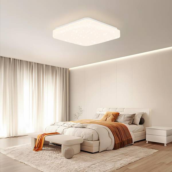 LED Deckenleuchte Uethy Weiß - Eisen - Polyester PVC - 21 x 6 x 21 cm
