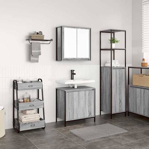 Badmöbel-Set 2er Set 3328392 Grau - Holzwerkstoff - 60 x 60 x 35 cm