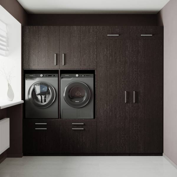 Waschmaschinenschrank Munich Schwarz - Holzwerkstoff - 253 x 235 x 70 cm