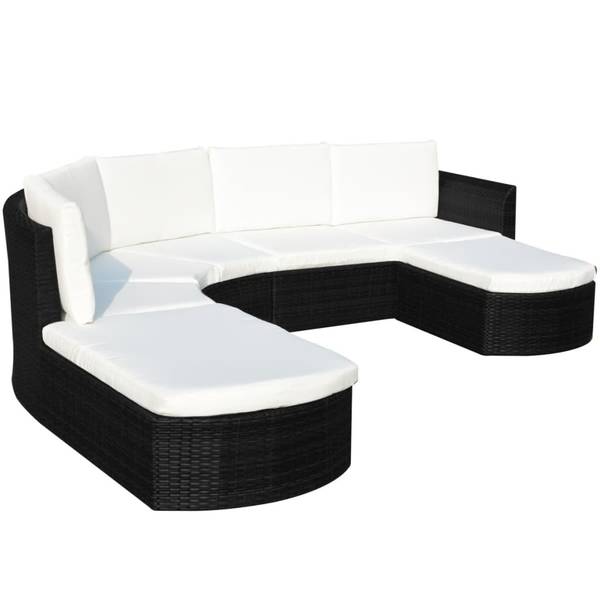 Canapé de jardin 3004991 (lot de 4) Noir - Polyester - 230 x 69 x 266 cm