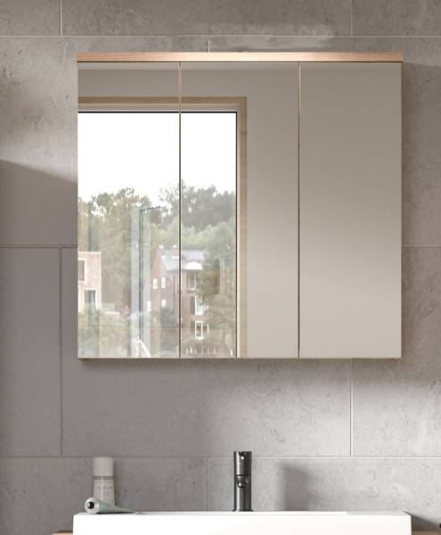 Badezimmer Spiegelschrank Oderzo Braun - Holzwerkstoff - Metall - 80 x 75 x 20 cm