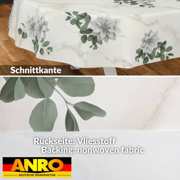 Wachstuchtischdecke Marmor Blumen Grau - Kunststoff - 140 x 1 x 240 cm