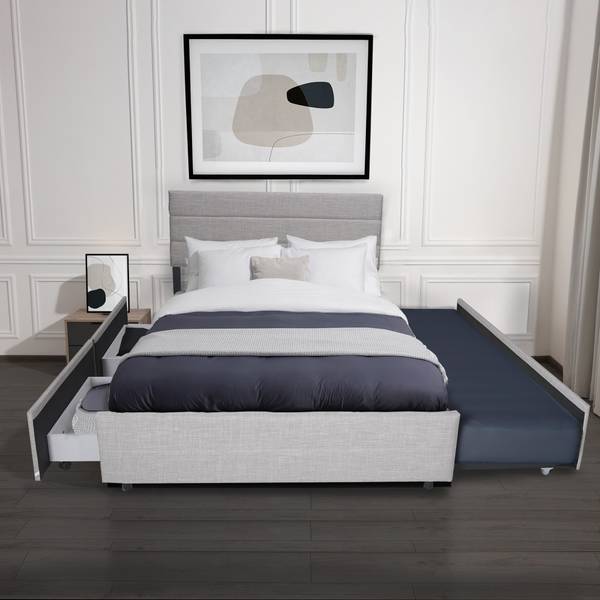 BETT mit Schubladen und Bett-Schublade Grau - Holzwerkstoff - 155 x 116 x 208 cm