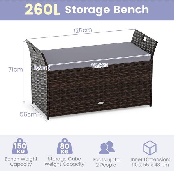 Outdoor-Bank ZB33193SDDE Schwarz - Metall - 56 x 71 x 125 cm