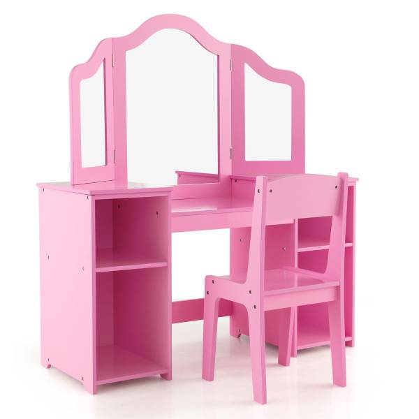 Kinder Schminktisch Set 40825196 Pink - Holzwerkstoff - 104 x 117 x 40 cm