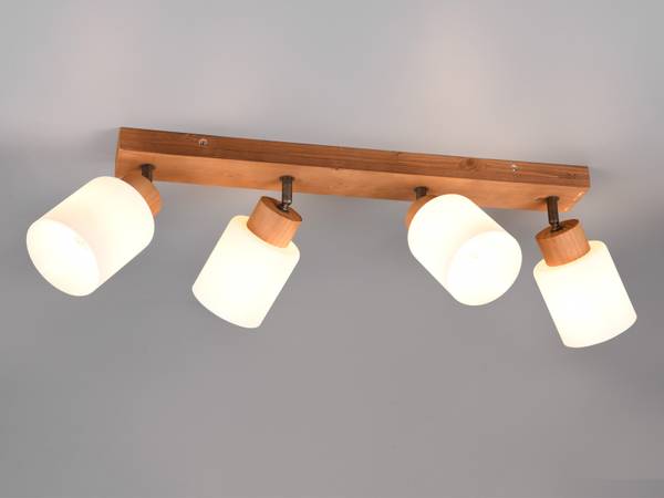 LED Deckenstrahler Holz Glas Weiß 60cm Braun - Weiß - Milchglas - 60 x 10 x 21 cm