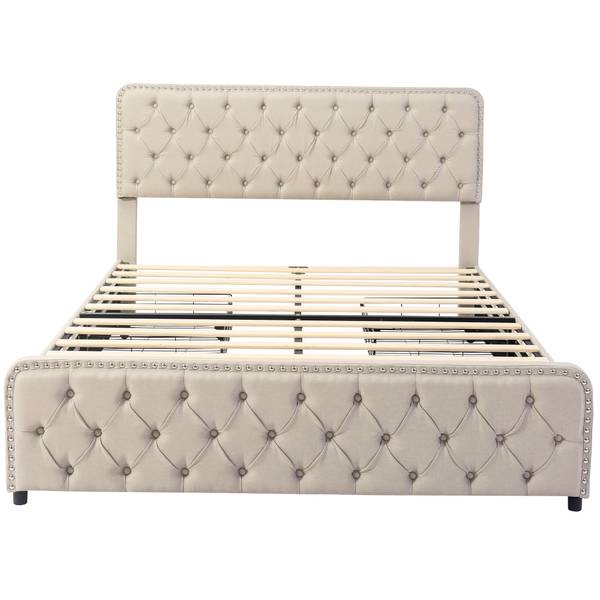 Polsterbett Ella II Beige - Leinen - 160 x 108 x 205 cm