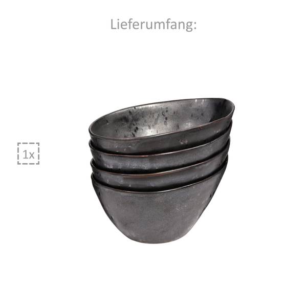4-tlg. Müslischalen Set Tombey Grau - Stein - 15 x 23 x 16 cm