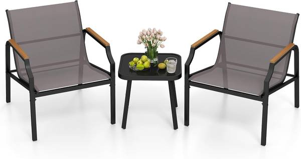 Garten-Sitzgruppen ZB34287SDDE(3-tlg.) Grau - Metall