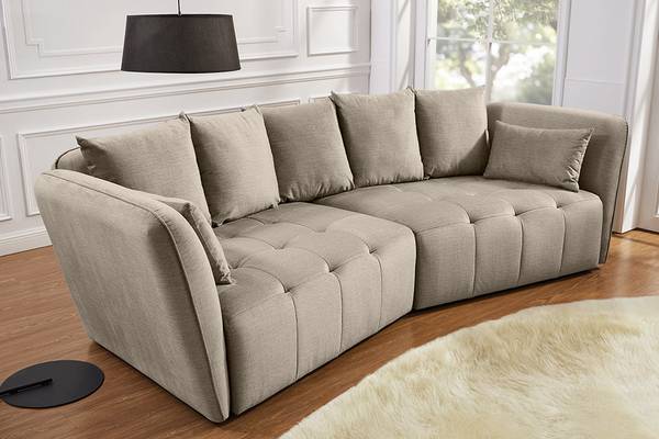 5-Sitzer Sofa ROYAL Beige - Polyester - Webstoff - Velours - 295 x 86 x 145 cm