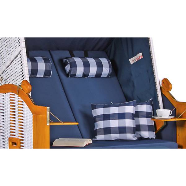 Strandkorb Ostsee 2-Sitzer Blau - Webstoff - Wacholder - 120 x 160 x 80 cm
