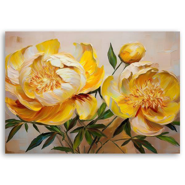 Wandbild pfingstrose blumen gemalt 100 x 70 cm