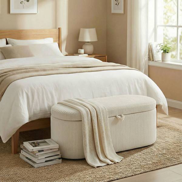 Sitzbank 838-623V00BG Beige - Cord - 51 x 49 x 105 cm