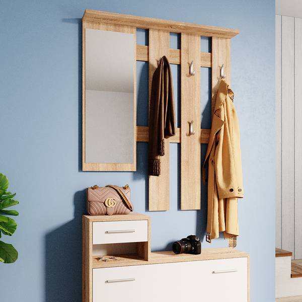 Garderobe Billy 54398 Braun - Weiß - Holzwerkstoff - 100 x 112 x 28 cm