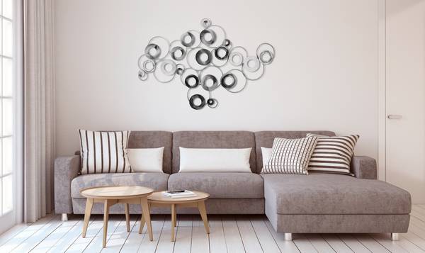 Wanddeko Abstrakt Vim Silber - Metall - 129 x 84 x 4 cm