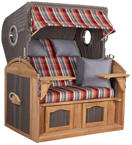 Strandkorb Schillig 2,5 Sitzer Rot - Teakholz - 142 x 170 x 95 cm