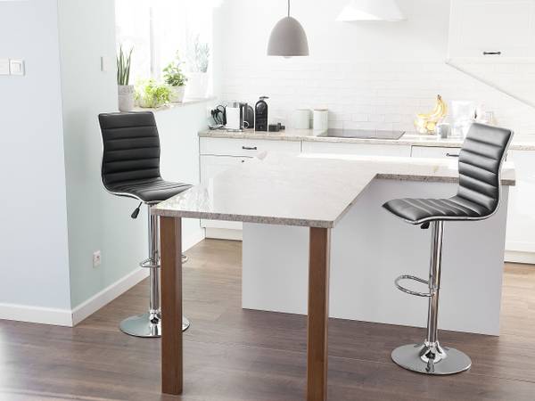 Drehhocker LUCERNE 2-tlg Schwarz - Silber - Hochglanz - Unbeschichtet