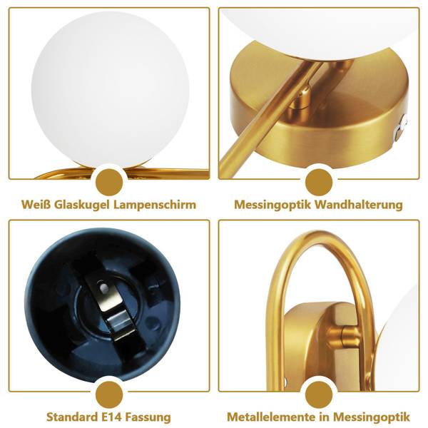 Wandlamp Marvelli goud - metaal - 16 x 18 x 35 cm