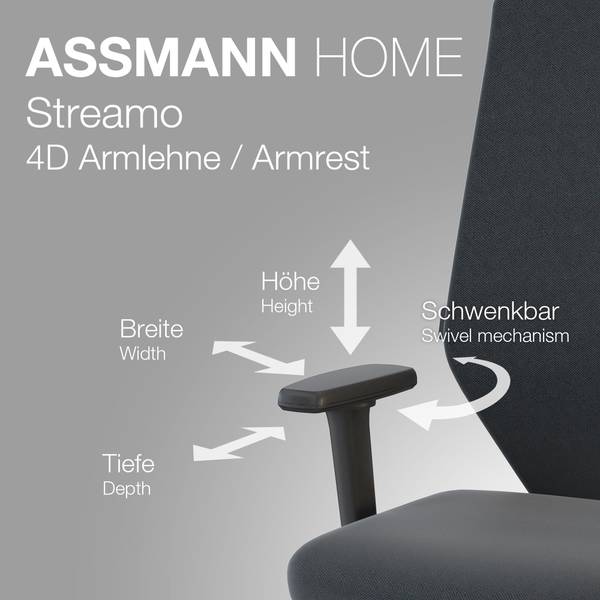 Bürostuhl Streamo Schwarz - Textil - 48 x 116 x 61 cm