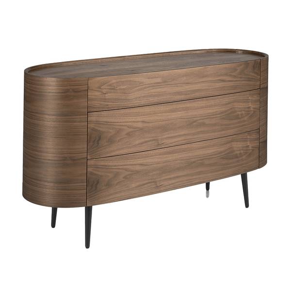 Kommode 7075 Schwarz - Braun - Walnuss - Zink - 135 x 75 x 48 cm